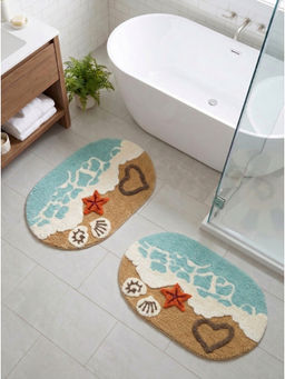 Saral Home - Shore Microfiber Anti-Skid Multi-Colour Bath Mats (Pack of 2) (S)