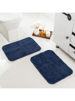 Saral Home - Microfiber Solid Anti-Skid Blue Bath Mats (Pack of 2) (S)