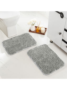 Saral Home - Microfiber Solid Anti-Skid Grey Bath Mats (Pack of 2) (S)