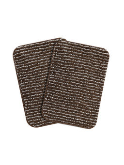 Saral Home - Stripe Microfibre Anti-Skid Brown Bath Mats (Pack of 2) (S)