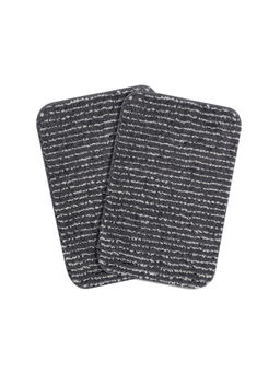 Saral Home - Stripe Microfibre Anti-Skid Grey Bath Mats (Pack of 2) (S)