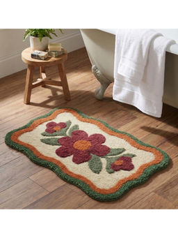 Saral Home - Bellis Microfiber Floral Anti-Skid Multi-Colour Bath Mat (S)