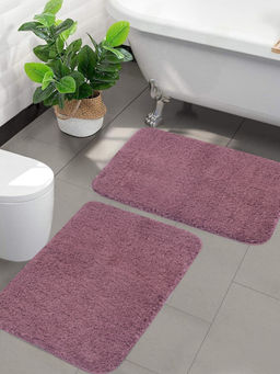 Saral Home - Solid Soft Microfiber Antiskid Mauve Bath Mats (Pack of 2) (S)