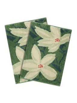Saral Home - Jasmine Microfiber Antiskid Green Bath Mats (Pack of 2) (S)