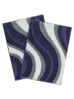 Saral Home - Wave Microfiber Antiskid Blue Bath Mats (Pack of 2) (S)