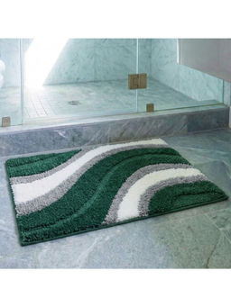 Saral Home - Wave Microfiber Antiskid Green Bath Mat (S)