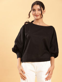 BohoJazz - Style The Way You Want Kimono Sleeves Black Linen Top