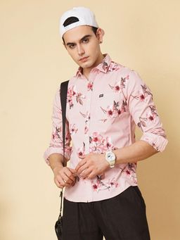 The Indian Garage Co - Men Regular Fit Full Sleeves Spread Collar Casual Shirt Pink