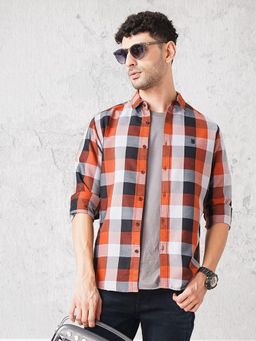 The Indian Garage Co - Men Regular Fit Full Sleeves Cutaway Collar Casual Shirt Multi-Color