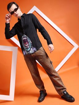 The Indian Garage Co - Men Slim Fit Full Sleeves Cutaway Collar Party Wear Shirt Black