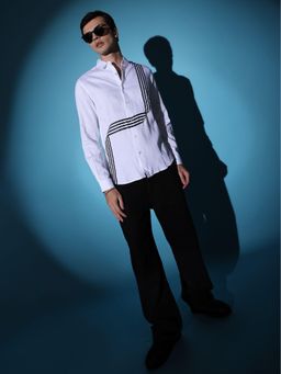 The Indian Garage Co - Men Slim Fit Full Sleeves Cutaway Collar Party Wear Shirt White