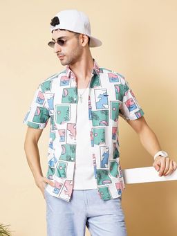 The Indian Garage Co - Men Regular Fit Tropical Spread Collar Casual Shirt Multi-Color