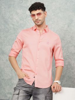 The Indian Garage Co - Men Regular Fit Full Sleeves Spread Collar Casual Shirt Pink