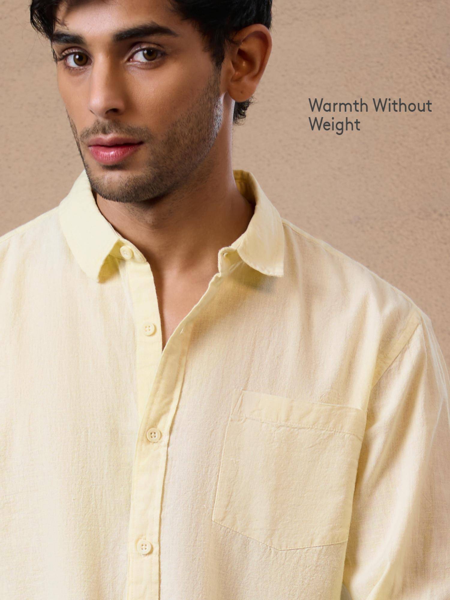 Buy The Souled Store Originals Solids: Yellow Men Cotton Linen