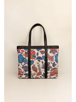 The House Of Ganges - Soft Jute Womens Office Bag Leafy-Black (M)