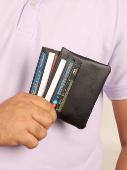 The House Of Ganges - Archie Cash and Card Organizer Vegan Leather-Black (S) (Set of 2)