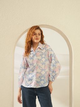 SUGERCANDY - Off White Cotton Bow and Roses Shirt
