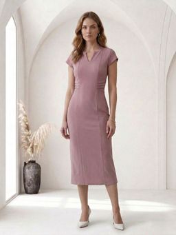 AAREIN - Pink Solid Sheath Dress