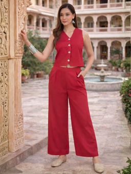 WineRed - Pink Sleeveless Co-Ord Set