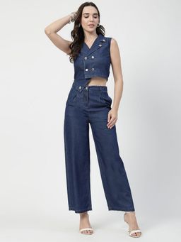 COSMIC TRIO - Blue V Neck Pure Cotton Co-Ord Set