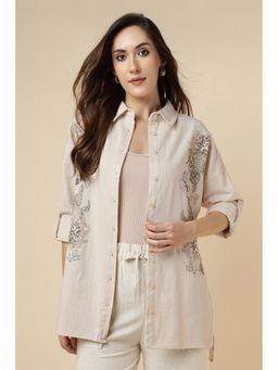 Burrasca - Cream Cotton Embellished Shirt