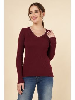 MnM - Viscose Maroon Textured Sweater