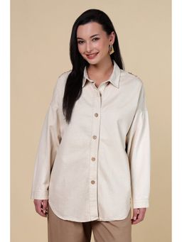 Aspirin Fashion - Beige Cotton Blend Solid Shirt