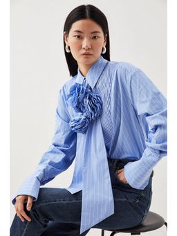 Karen Millen - Blue Cotton Stripes Shirt