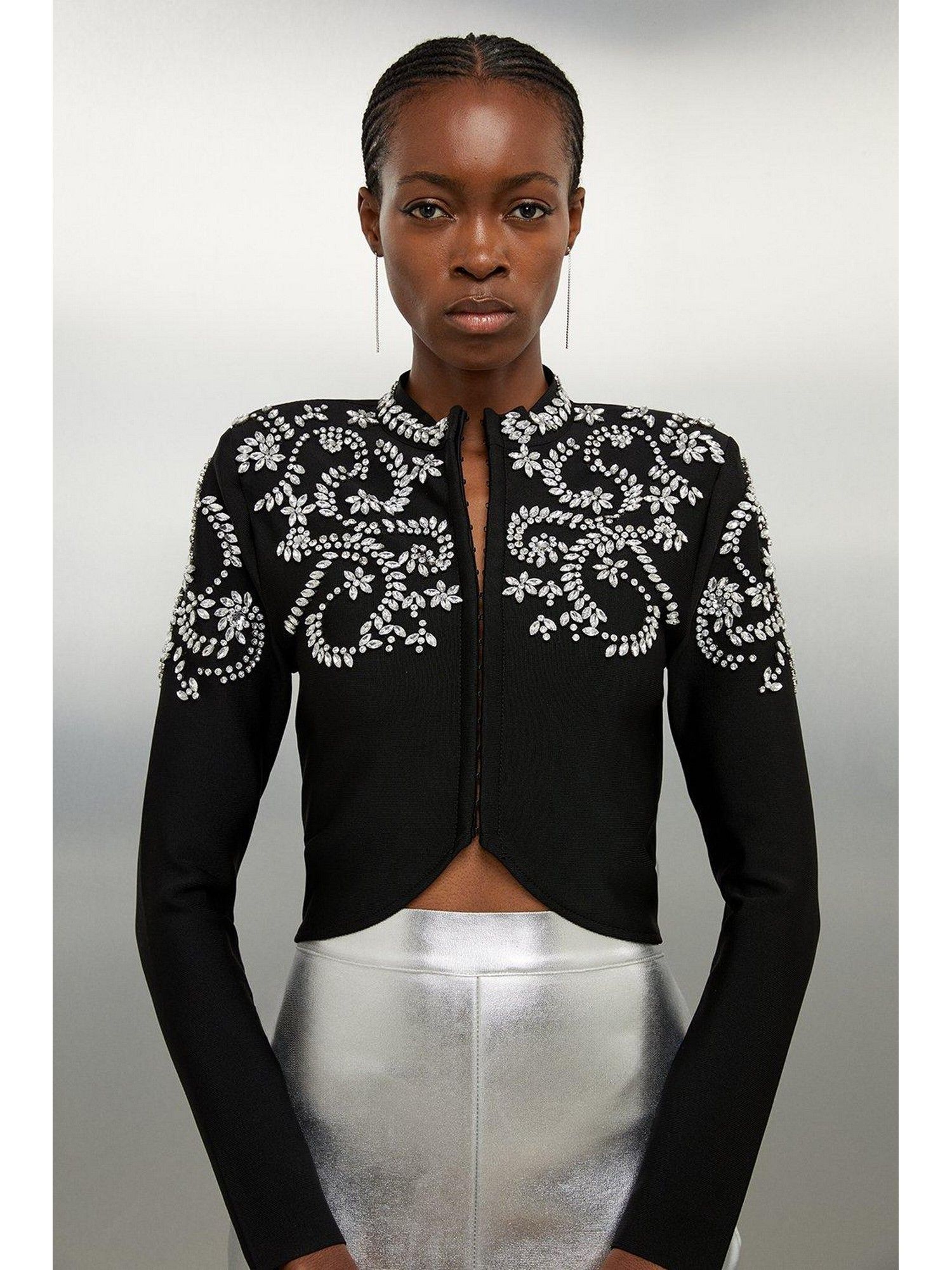 karen millen Figure Form Bandage Embellished Knit Jacket-picture-30