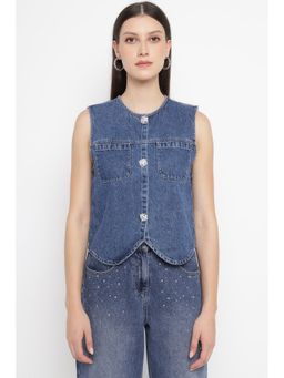 Diana Gallesi - Sleeveless Denim Jacket
