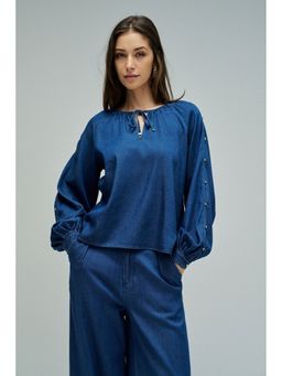 Salsa Jeans - Blue Denim Full Sleeve Detailed Top