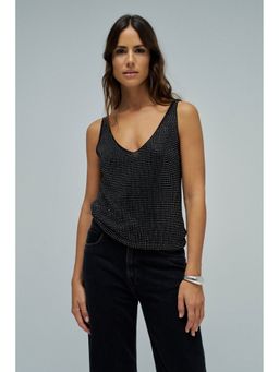 Salsa Jeans - Black V-Neck Strap with Sparkle Top