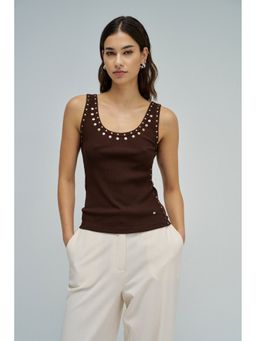 Salsa Jeans - Brown Metal Studs Tank Top