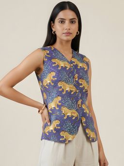Uptownie - Pure Cotton Graphic Print Waistcoat