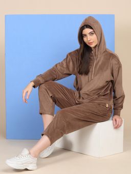 Sweet Dreams - Brown Solid Hoodie and Pyjama