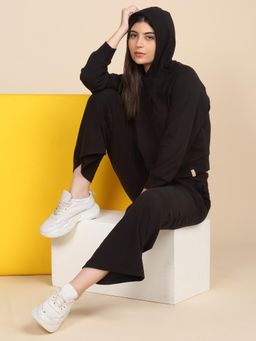 Sweet Dreams - Black Solid Hoodie and Pyjama