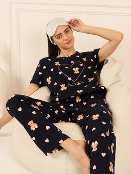 Sweet Dreams - Navy Blue Printed T-shirt and Pyjama