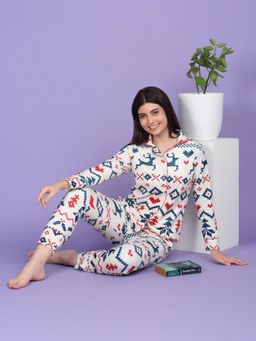 Sweet Dreams - Beige Printed Shirt and Pyjama