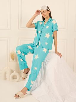 Sweet Dreams - Blue Printed Shirt and Pyjama
