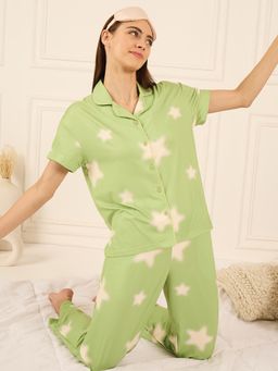 Sweet Dreams - Green Printed Shirt and Pyjama