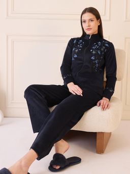 Sweet Dreams - Navy Blue Solid Sweatshirt and Pant