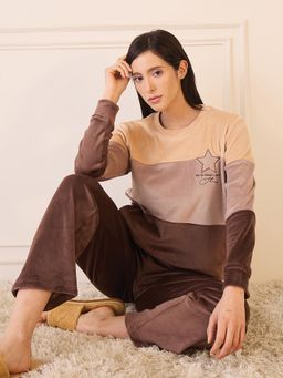 Sweet Dreams - Brown Colorblock Sweatshirt and Pant