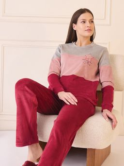 Sweet Dreams - Maroon Colorblock Sweatshirt and Pant