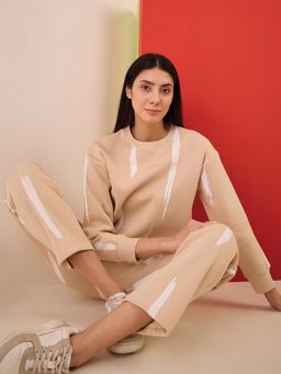 Sweet Dreams - Beige Printed Sweatshirt and Pant