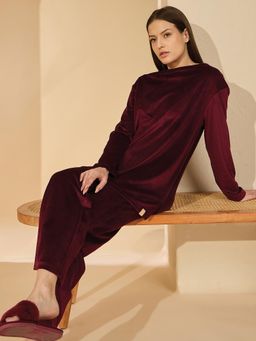 Sweet Dreams - Wine Solid T-shirt and Pyjama