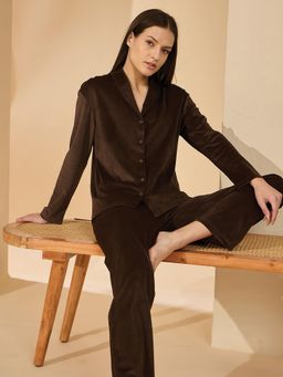 Sweet Dreams - Brown Solid Shirt and Pyjama