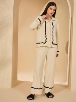 Sweet Dreams - Beige Solid Shirt and Pyjama