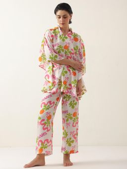 SAY - Off White Printed Top and Pyjama
