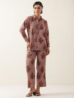 SAY - Red Floral Shirt and Pyjama