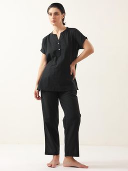 SAY - Black Solid Top and Pyjama